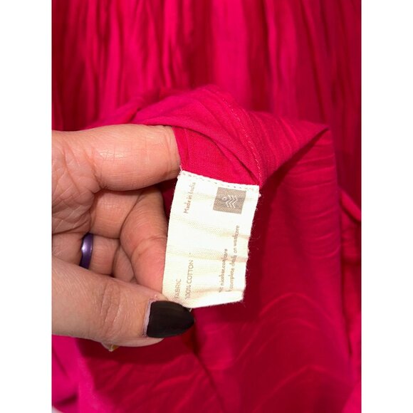 Nicobar Womens Pink Wrap Long Sleeve Crinkle Pleat Dress Size Medium Cotton - Picture 3 of 7